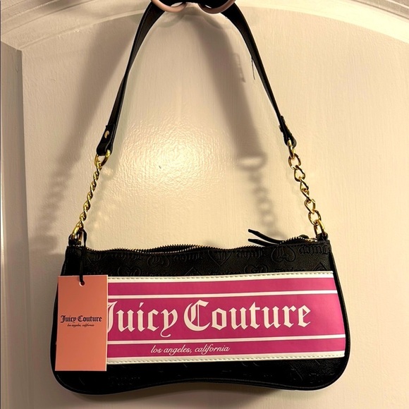 Juicy Couture Handbags - Juicy Couture Black and Gold Shoulder Bag with Chain Detail